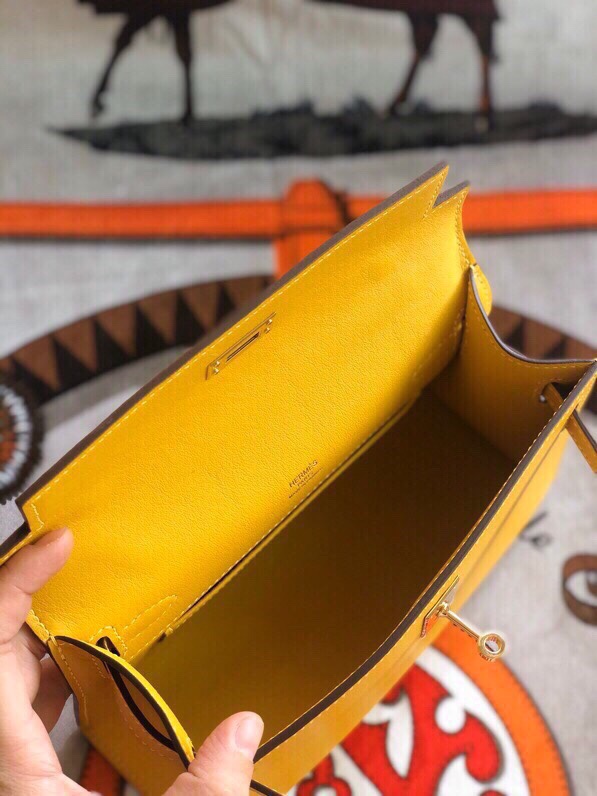 에르메스 미니 켈리백22 앰버 옐로우 금장 스위프트